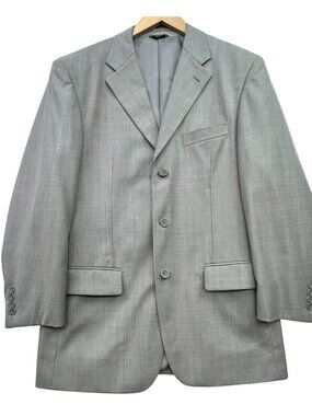 Luca Rossi Mens Three Button Suit Jacket 40R Light Gray Solid Pockets